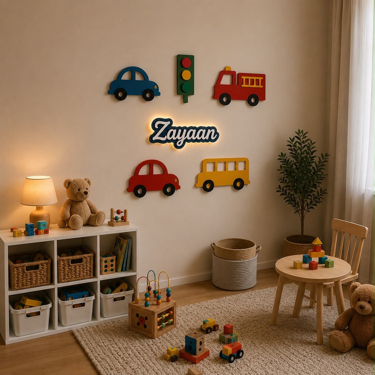 Custom Traffic Theme LED Name Lamp – Cars & Vehicles Wall Decor