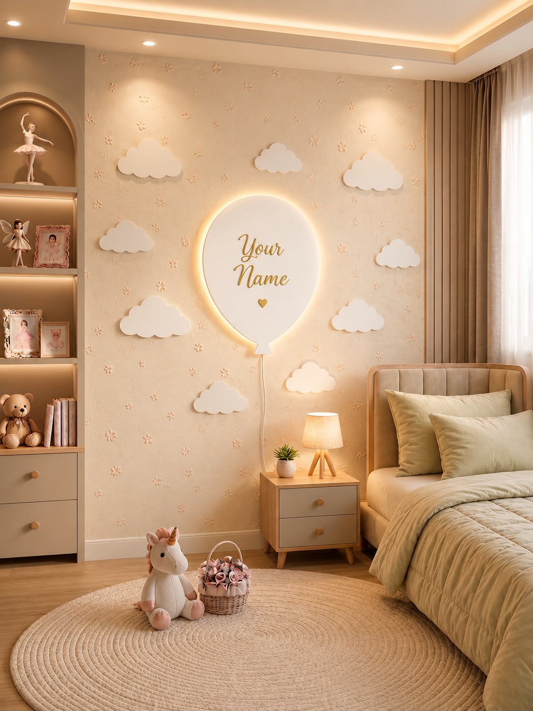 HandCrafted Customised Balloon Acrylic LED Wall Lamp For Kids Room