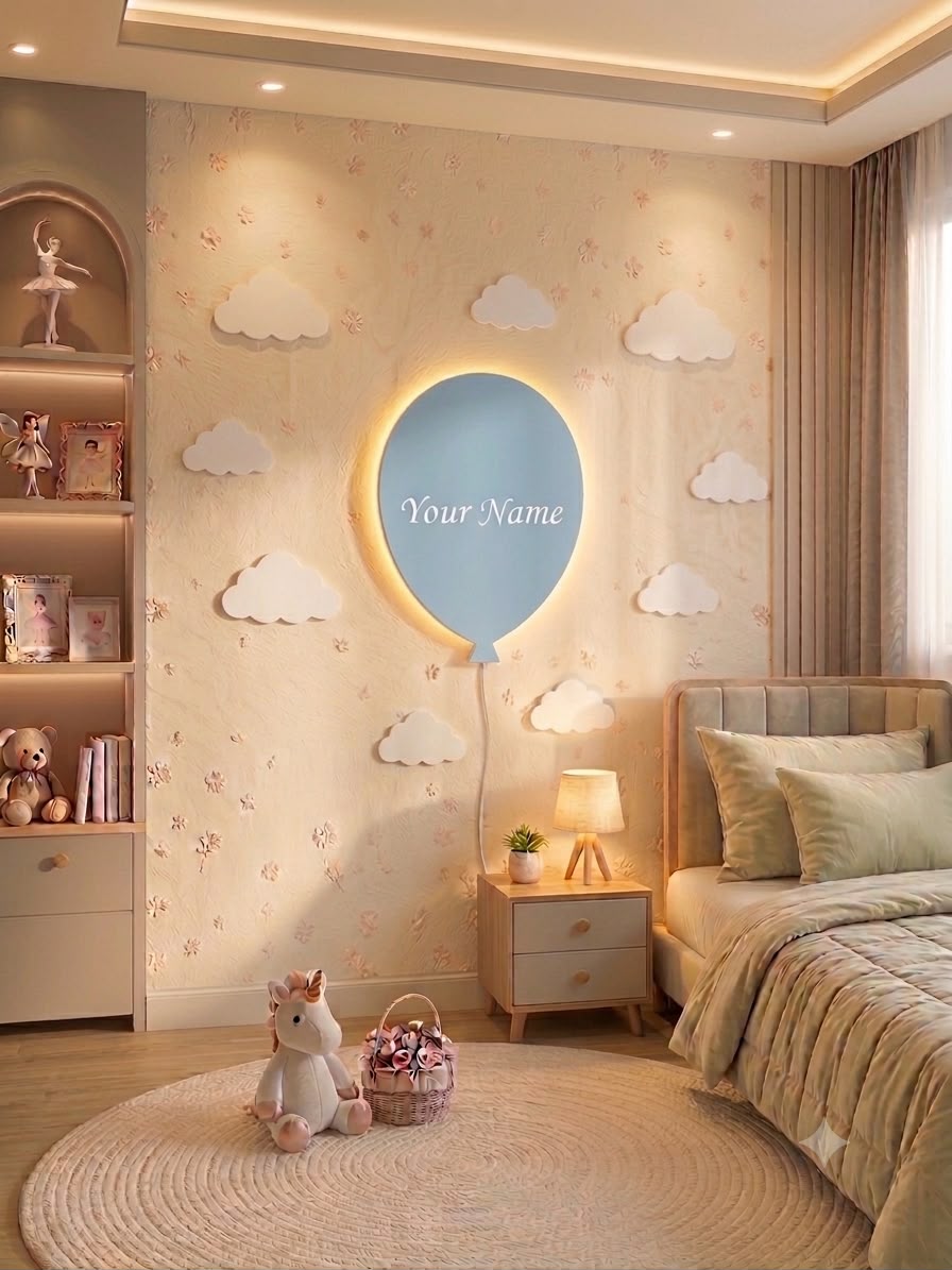 HandCrafted Customised Balloon Acrylic LED Wall Lamp For Kids Room