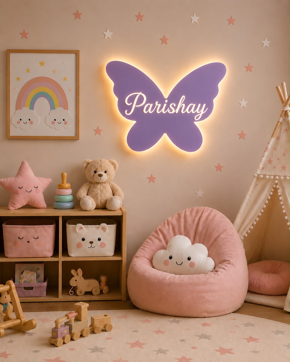 Custom Name Acrylic Butterfly Night Lamp For Kids Room