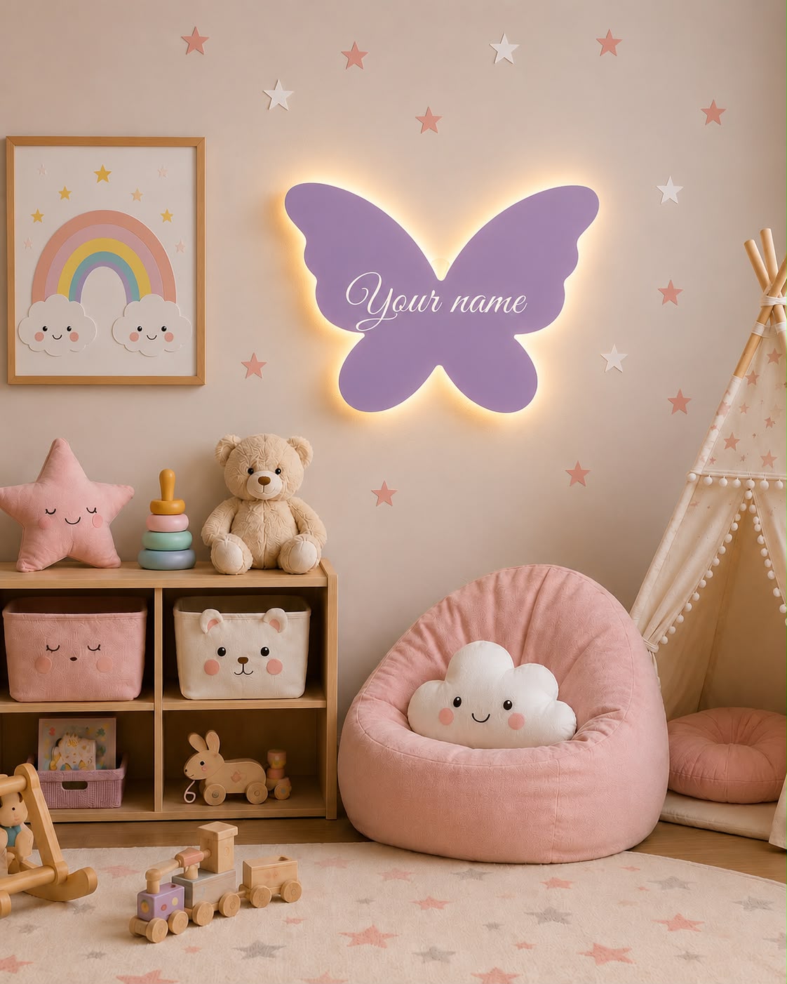 Custom Name Acrylic Butterfly Night Lamp For Kids Room