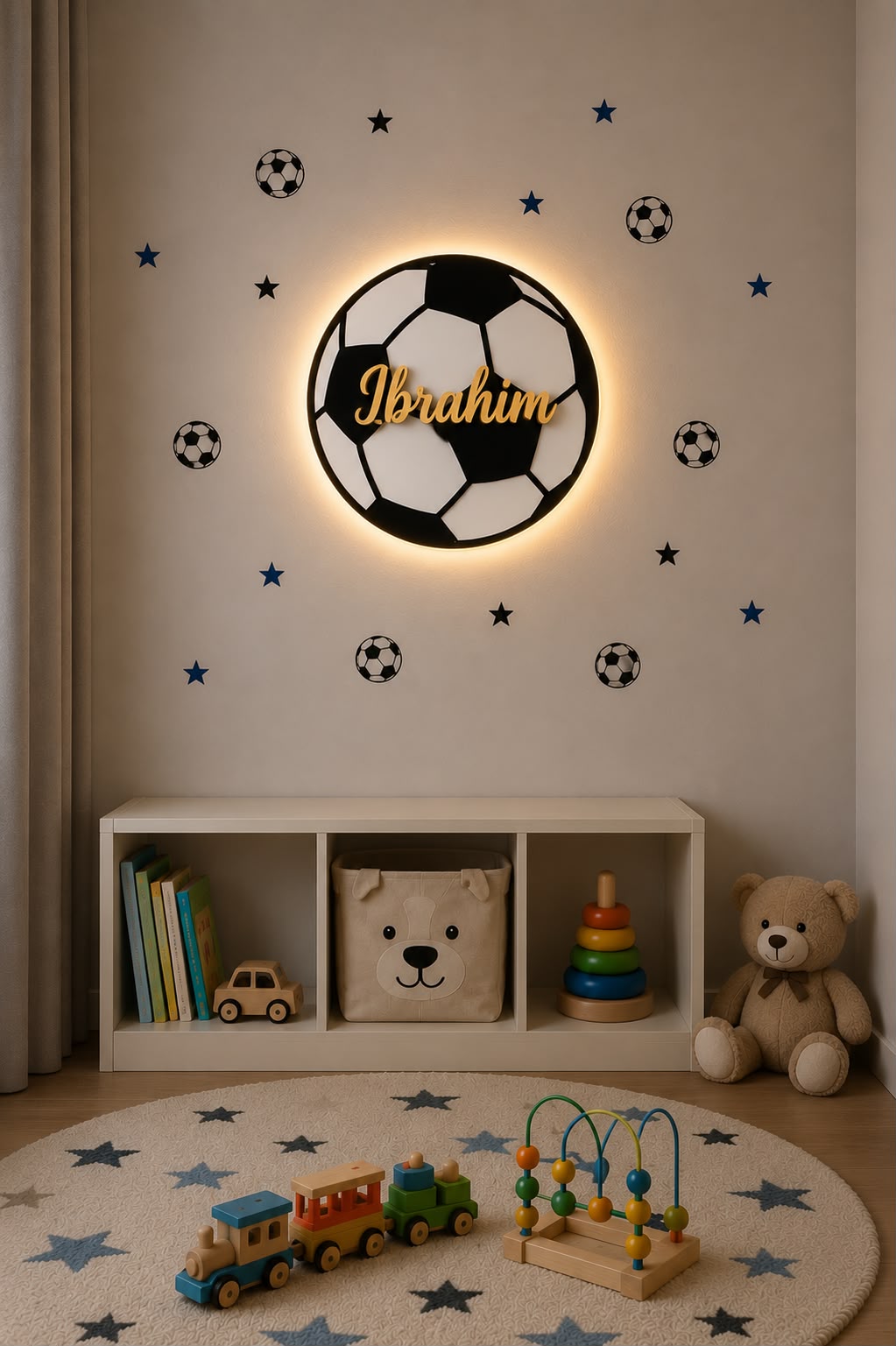 Personalized Football LED Lamp– Kids Bedroom Wall Decoration