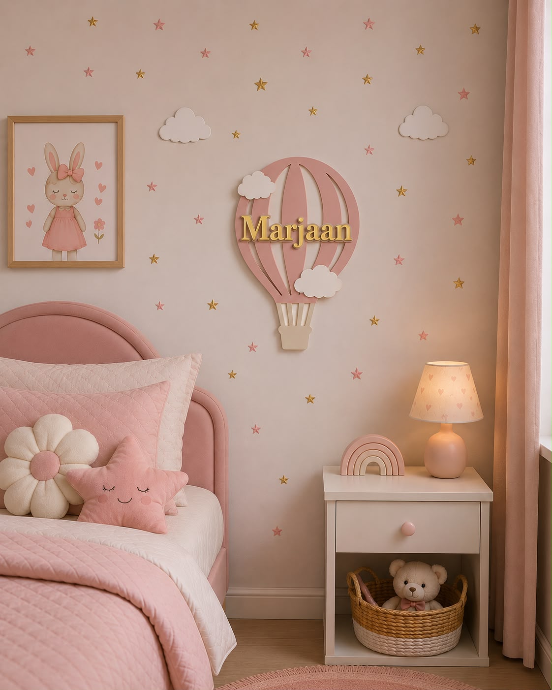 HandCrafted Customised Acrylic Hot Air Balloon LED Wall Lamp For Kids Room