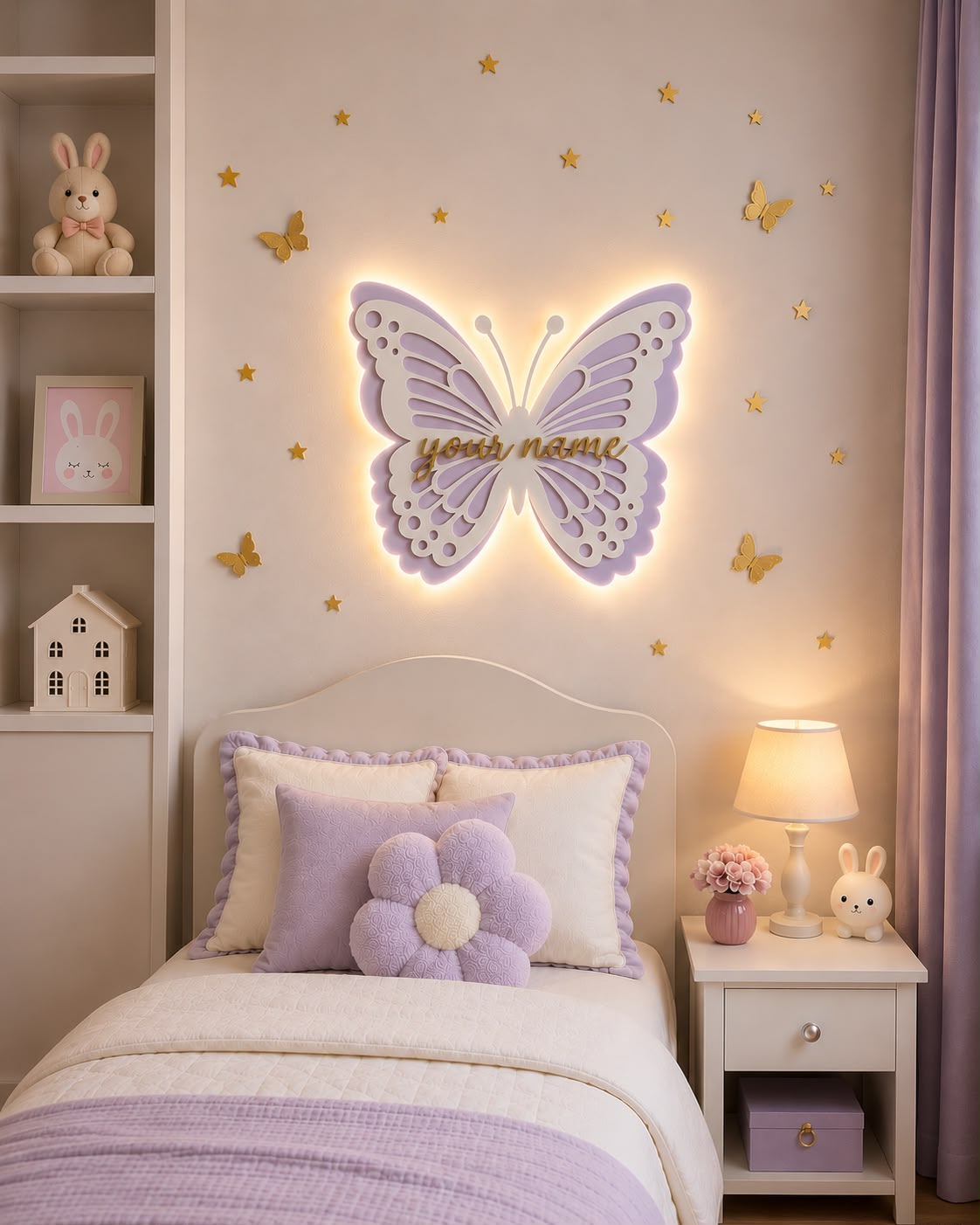 HandCrafted Customised Acrylic Butterfly LED Lamp for Kids Room