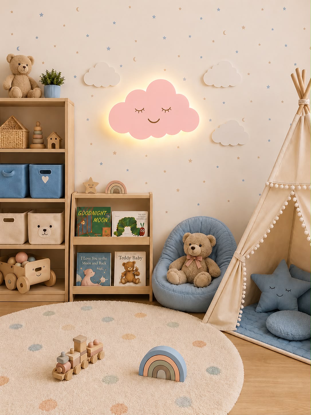 Smiley Cloud Acrylic Wall Decor LED Lamp for Kids Room