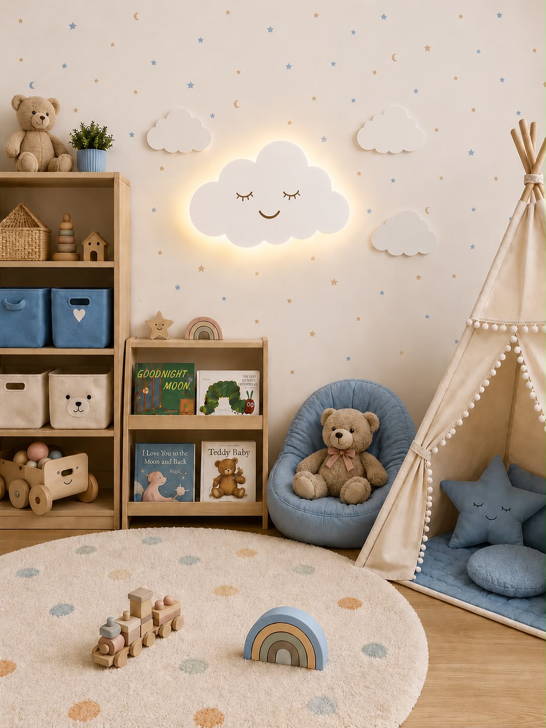 Smiley Cloud Acrylic Wall Decor LED Lamp for Kids Room