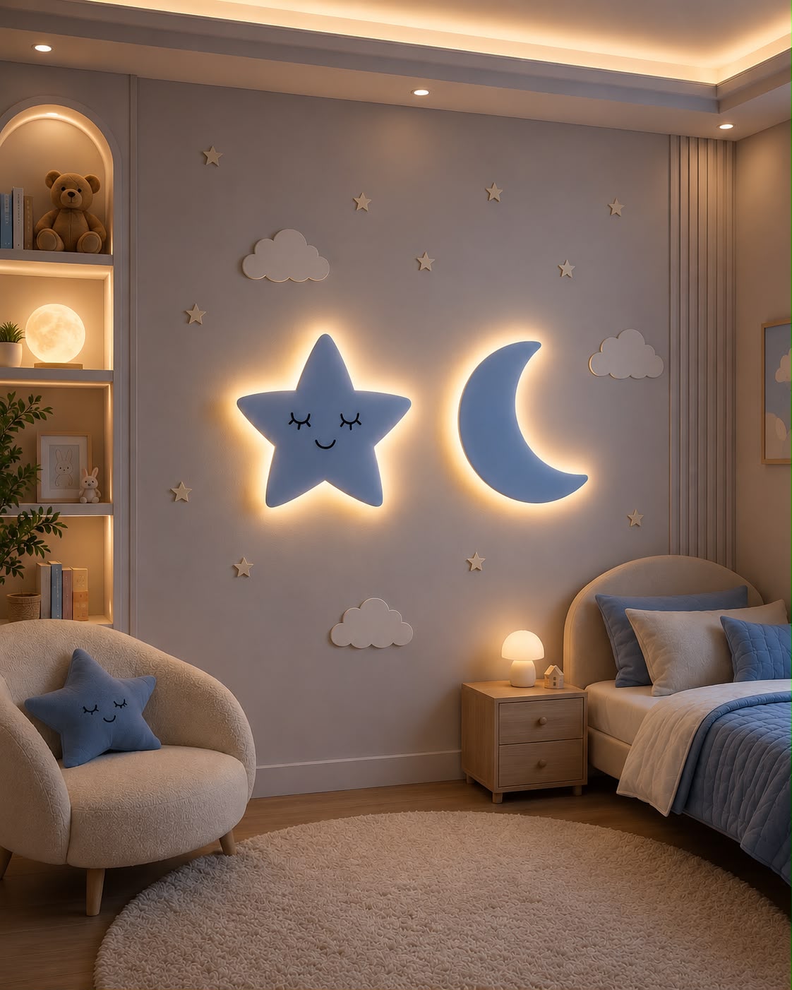 Star Moon Acrylic LED lamp For KIds Room
