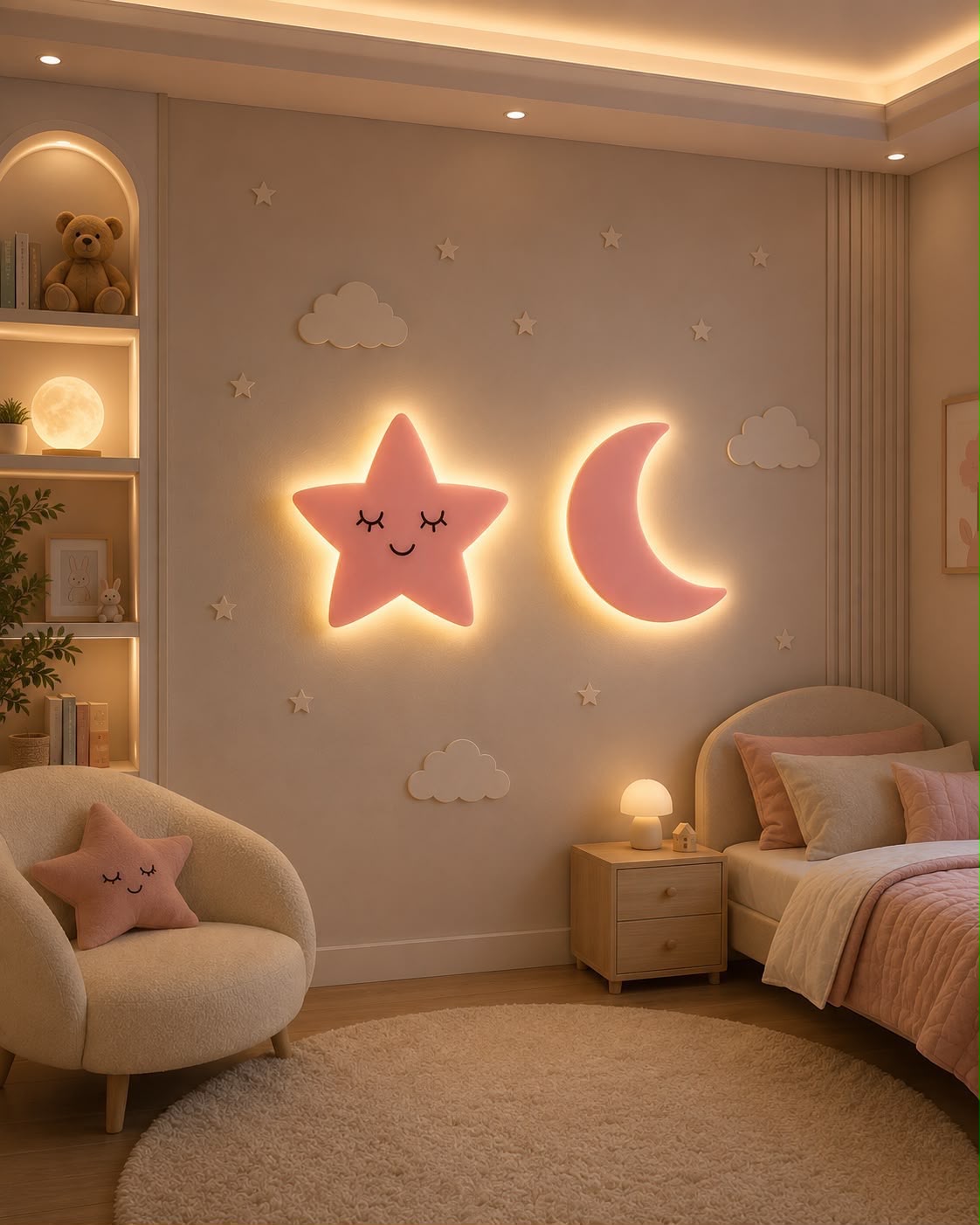 Star Moon Acrylic LED lamp For KIds Room