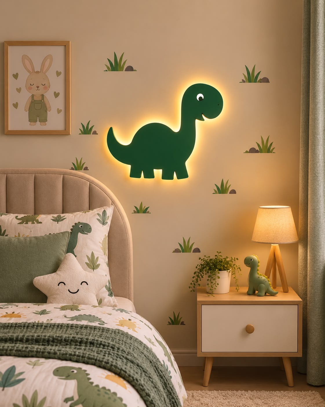 Cute Dino Acrylic LED Night Lamp for Kids Room