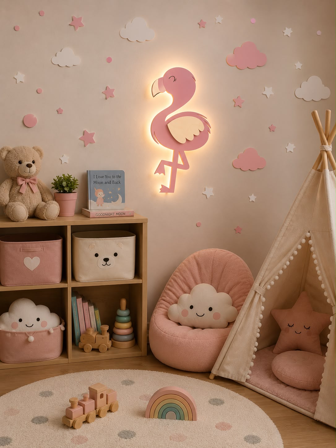 HandCrafted Flamingo Acrylic LED Night Lamp for Kids Room