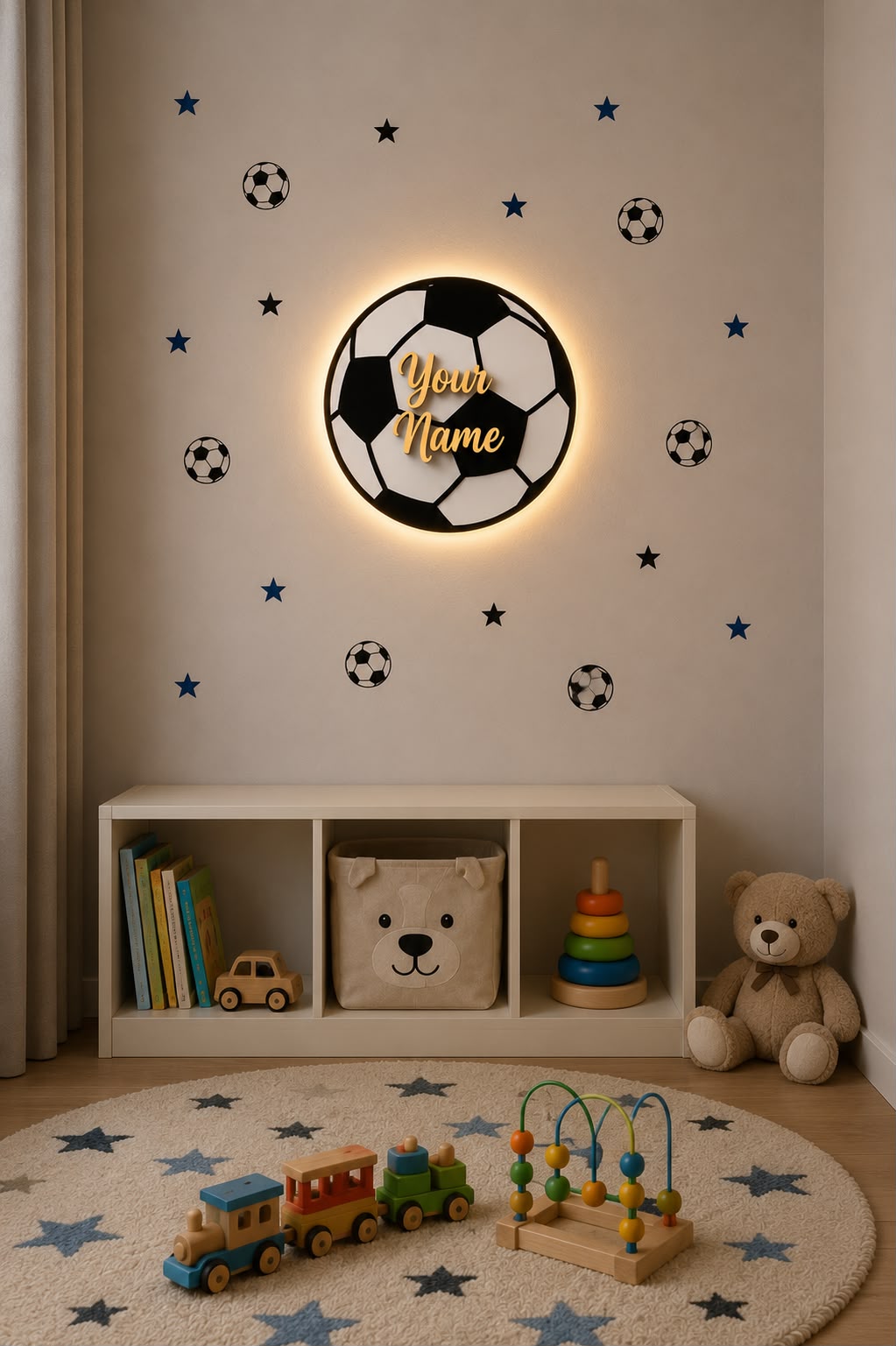 Personalized Football LED Lamp– Kids Bedroom Wall Decoration