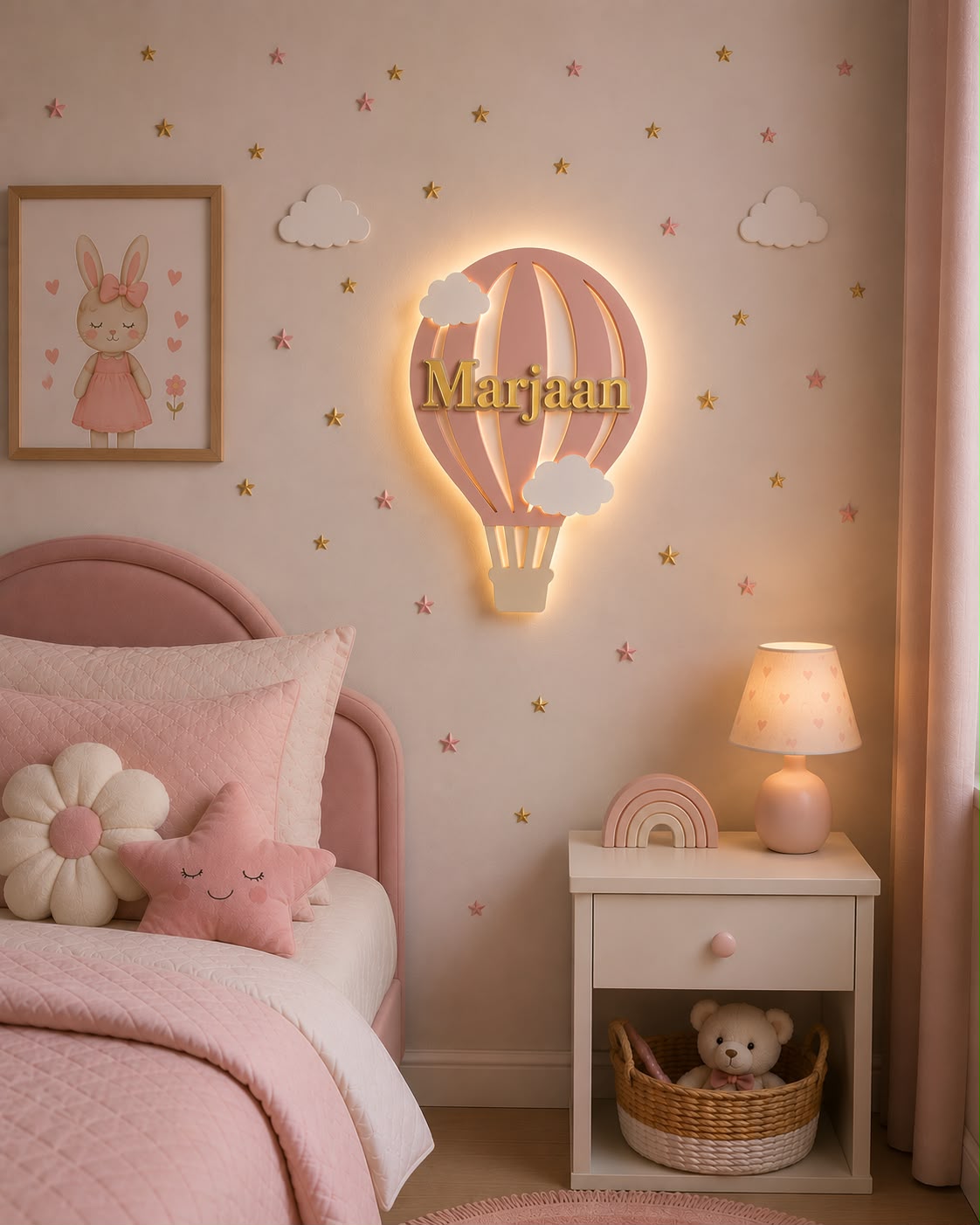 HandCrafted Customised Acrylic Hot Air Balloon LED Wall Lamp For Kids Room