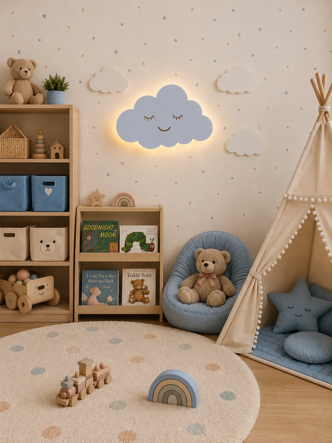 Smiley Cloud Acrylic Wall Decor LED Lamp for Kids Room