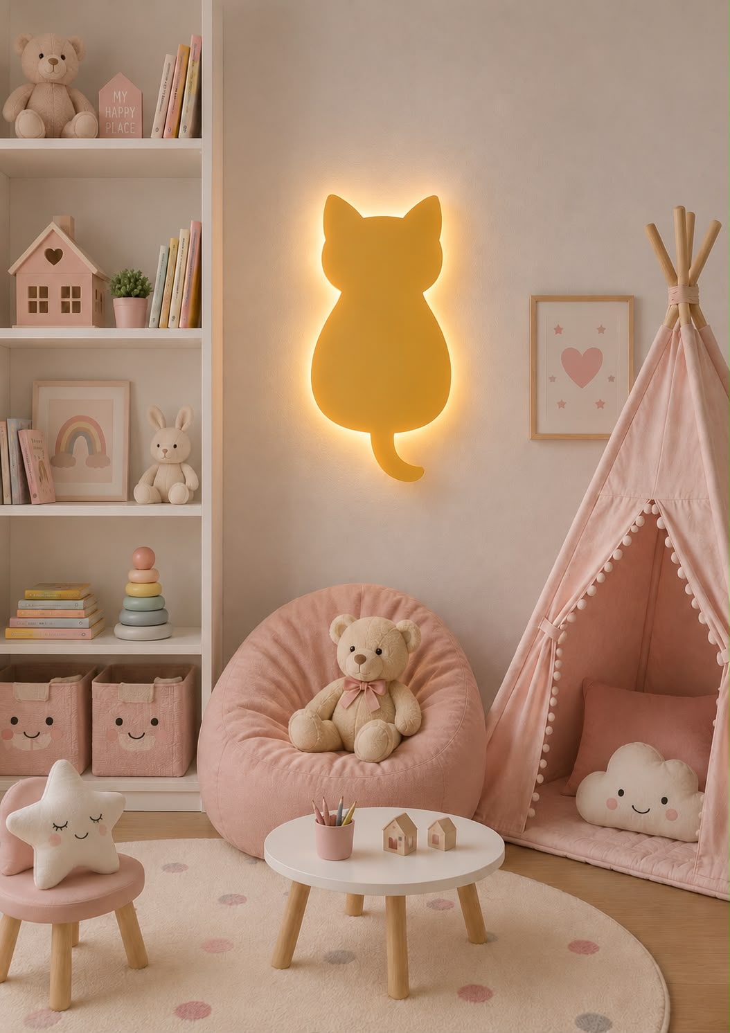 Cute Cat LED Night Lamp For Kids Room