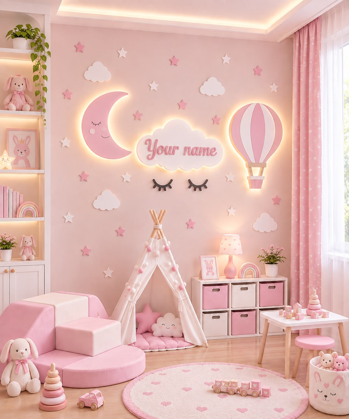 Nursery Wall Decor LED Lights Wooden Bundle Set