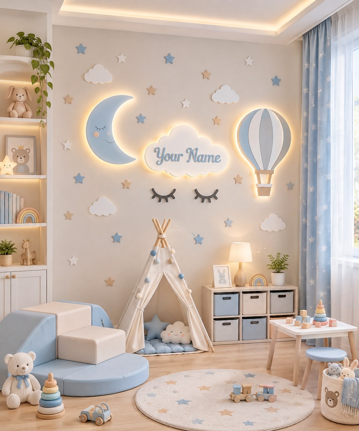 Nursery Wall Decor LED Lights Wooden Bundle Set