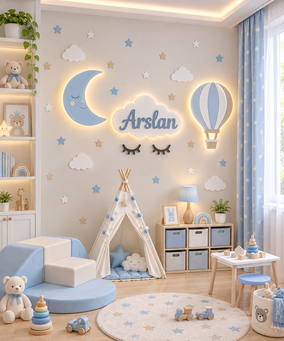 Nursery Wall Decor LED Lights Wooden Bundle Set