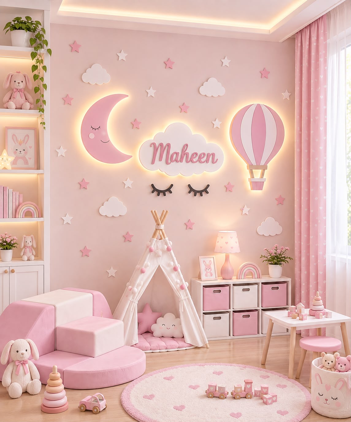 Nursery Wall Decor LED Lights Wooden Bundle Set