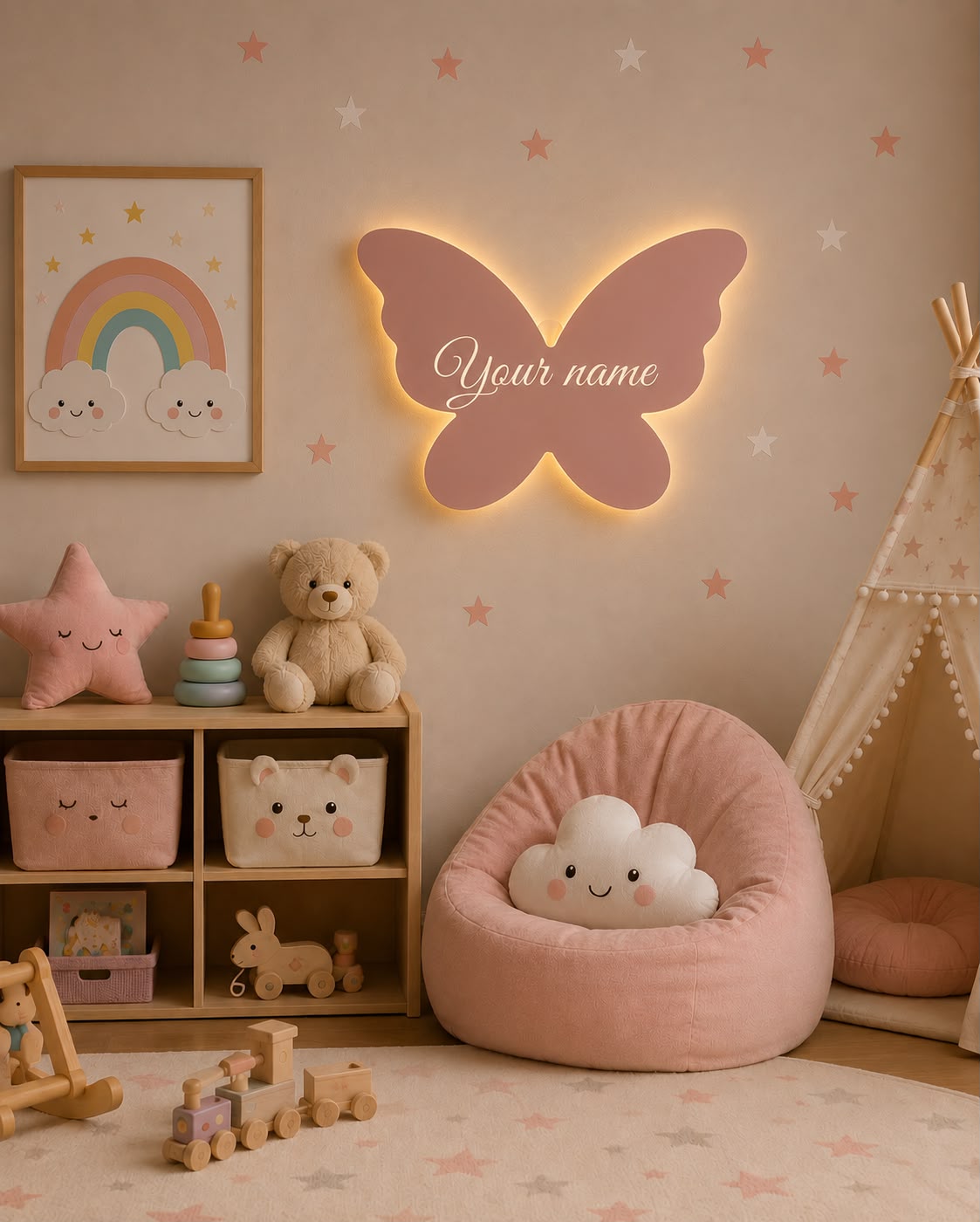 Custom Name Acrylic Butterfly Night Lamp For Kids Room